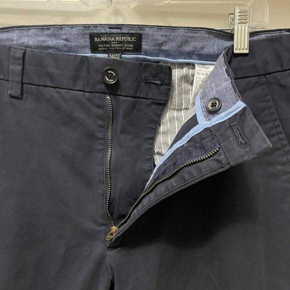 Banana Republic Men's Original Fulton Skinny Chinos Navy Blue Size 34X32 - Picture 5 of 8